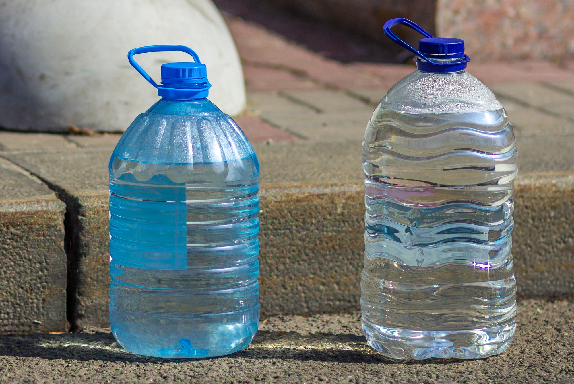 Two bottles with pure drinking water